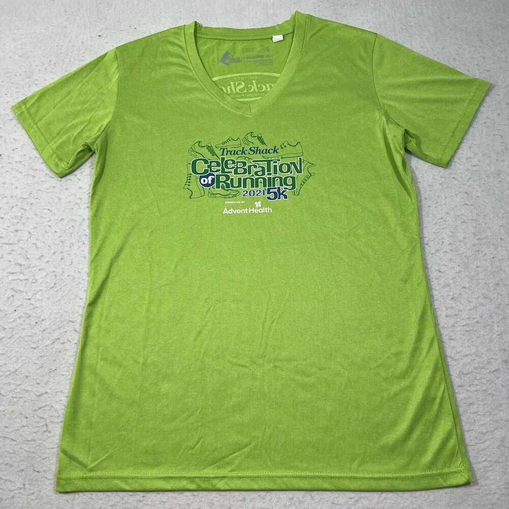 Leslie Jordan Women's Small Track Shack 2021 5K Race Athletic Graphic T Shirt